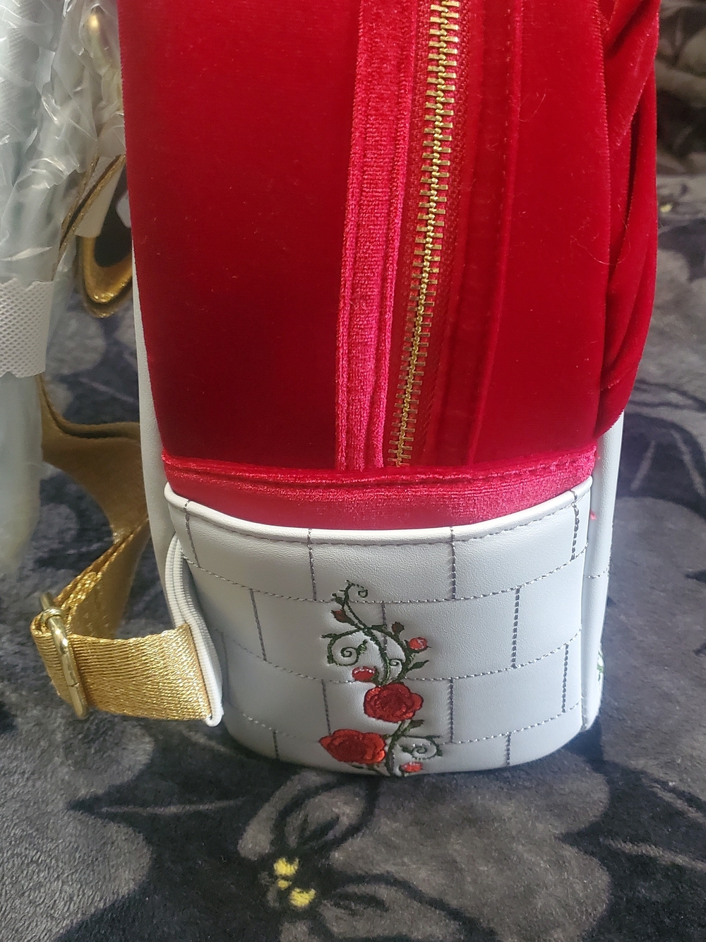 Loungefly White and Red Beauty and the Beast Stained Glass Mini Backpack - Picture 3 of 5